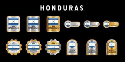 feito em etiqueta, selo, crachá ou logotipo honduras. com a bandeira nacional das honduras. nas cores platina, ouro e prata. emblema premium e luxo vetor