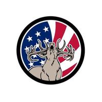 cervo rugindo bandeira dos EUA mascote retrô vetor