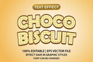 efeito de texto editável 3d choco biscuit vetor