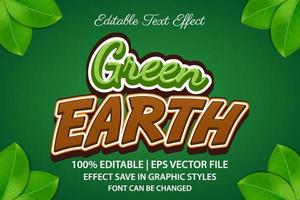 efeito de texto editável 3D da terra verde vetor