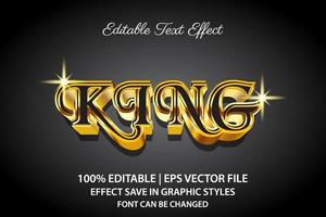 estilo 3D de efeito de texto editável de luxo king vetor