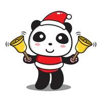 desenho animado bonito de panda comemorando o natal vetor