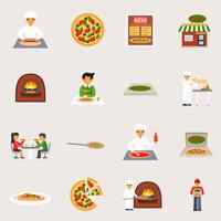Conjunto de ícones de pizzaria vetor