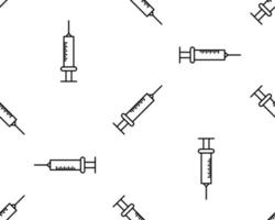 seringa ícone padrão sem emenda ilustração arte vetorial. ícone de contorno de seringa isolado no fundo branco. vetor