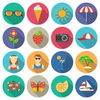 Conjunto de ícones de verão e férias vetor