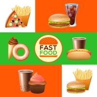 Conjunto de bandeiras de menu de restaurante fast-food vetor