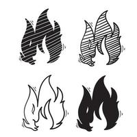 ilustração de fogo doodle com vetor de estilo desenhado de mão de forma única diferente
