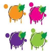 adesivo de ícone de rótulo de frutas frescas de suco com vetor de conceito de doodle desenhado à mão