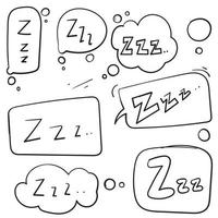 doodle zzz ilustração símbolo para sonolento isolado no fundo branco vetor