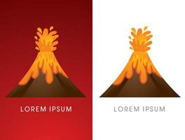 gráfico em erupção do vulcão vetor