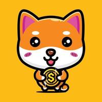 personagem mascote shiba inu fofo vetor