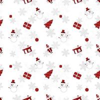 borda redonda padrão de repetição de objeto de Natal criado em cor re no fundo branco, padrão de Natal sem costura. vetor