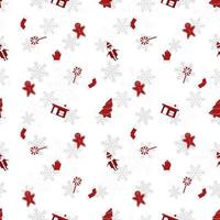 borda redonda padrão de repetição de objeto de Natal criado em cor re no fundo branco, padrão de Natal sem costura. vetor
