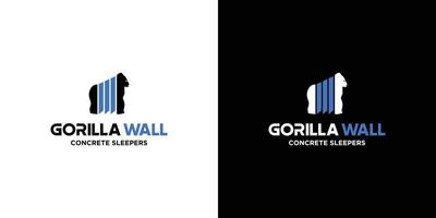 O logotipo do tema gorila montado na parede é adequado para empresas de construção e outros 2 vetor