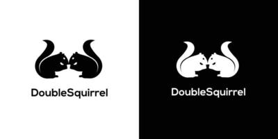 logotipo de esquilo duplo simples, moderno e atraente vetor