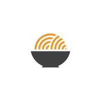 tigela geométrica simples macarrão comida símbolo logotipo vetor