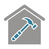 ícone de duas cores de glifo de construção de casa vetor