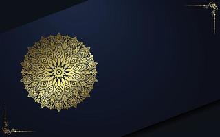 Fundo ornamentado de mandala de ouro de luxo para convite de casamento, capa de livro vetor