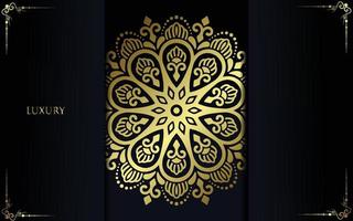 Fundo ornamentado de mandala de ouro de luxo para convite de casamento, capa de livro vetor