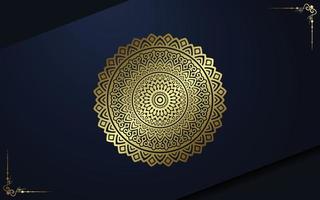 Fundo ornamentado de mandala de ouro de luxo para convite de casamento, capa de livro vetor