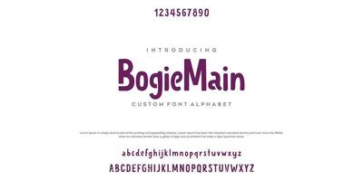 fonte do alfabeto personalizado do bogiemain. fontes de estilo urbano de tipografia para design de logotipo engraçado, manchete e crianças. ilustração vetorial vetor