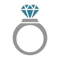 ícone de glifo de duas cores de anel de diamante vetor