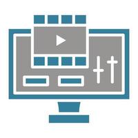 ícone de glifo de duas cores de edição de filme vetor