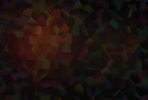 textura vector vermelho escuro com hexágonos coloridos.