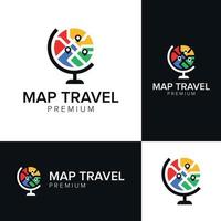 mapa de viagens modelo de ícone de logotipo vetor