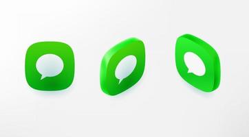 ícones de balões de fala definidos em perspectiva. ícones de aplicativos de estilo 3d vetorial vetor