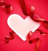 cartão de dia dos namorados com coração e fitas. modelo de cartão comemorativo com espaço de cópia vetor