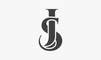 carta de logotipo sj ou js isolada no fundo branco. vetor