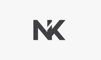 logotipo da carta nk isolado no fundo branco. vetor