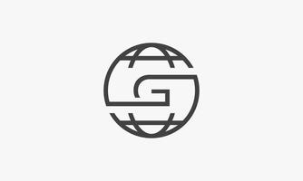 letra g logotipo globo conceito isolado no fundo branco. vetor