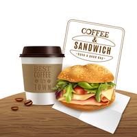 Sanduíche De Café Fast Food Anúncio Realista vetor