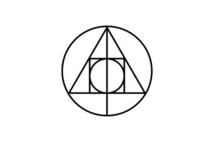 geometria mágica sagrada, símbolo oculto, símbolo alquímico mostrando a interação entre os quatro elementos da matéria simbolizando a pedra filosofal, vetor isolado no fundo branco