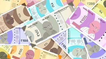 Fundo de vetor de notas de moeda de 2.000 rupias indianas