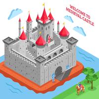 Idade Média European Royal Castle Composition vetor