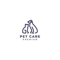 cão gato cuidados com animais de estimação contorno linha arte ícone de vetor logotipo monoline