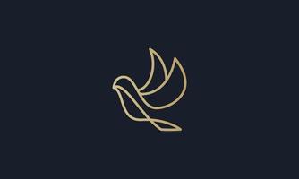 design de logotipo de pássaro de linha única. logotipo do pássaro de luxo na cor ouro. ilustração vetorial vetor