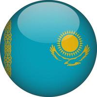 ilustração 3D do ícone do botão da bandeira nacional arredondada cazaquistão vetor