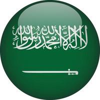 Arábia Saudita ícone do botão da bandeira nacional arredondada em 3D vetor