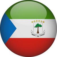 ilustração 3D do ícone do botão da bandeira nacional arredondada guiné equatorial vetor