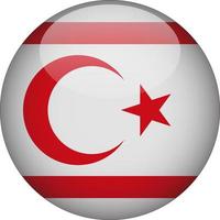 República Turca do Norte de Chipre Ícone do botão da bandeira nacional arredondada em 3D vetor