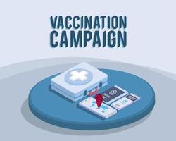 campanha de vacinação com passaporte vetor