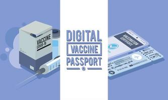 passaporte de vacina digital isométrico vetor