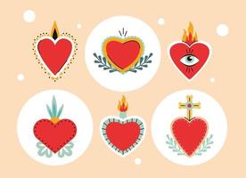 seis corações amo ícones