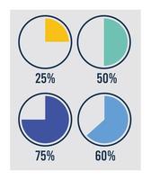 quatro ícones de infográficos de estatísticas vetor