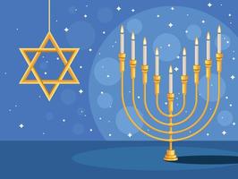 estrela de Hanukkah e lustre vetor
