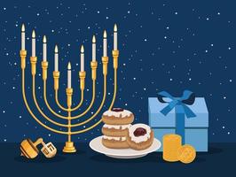 feliz celebração hanukkah vetor